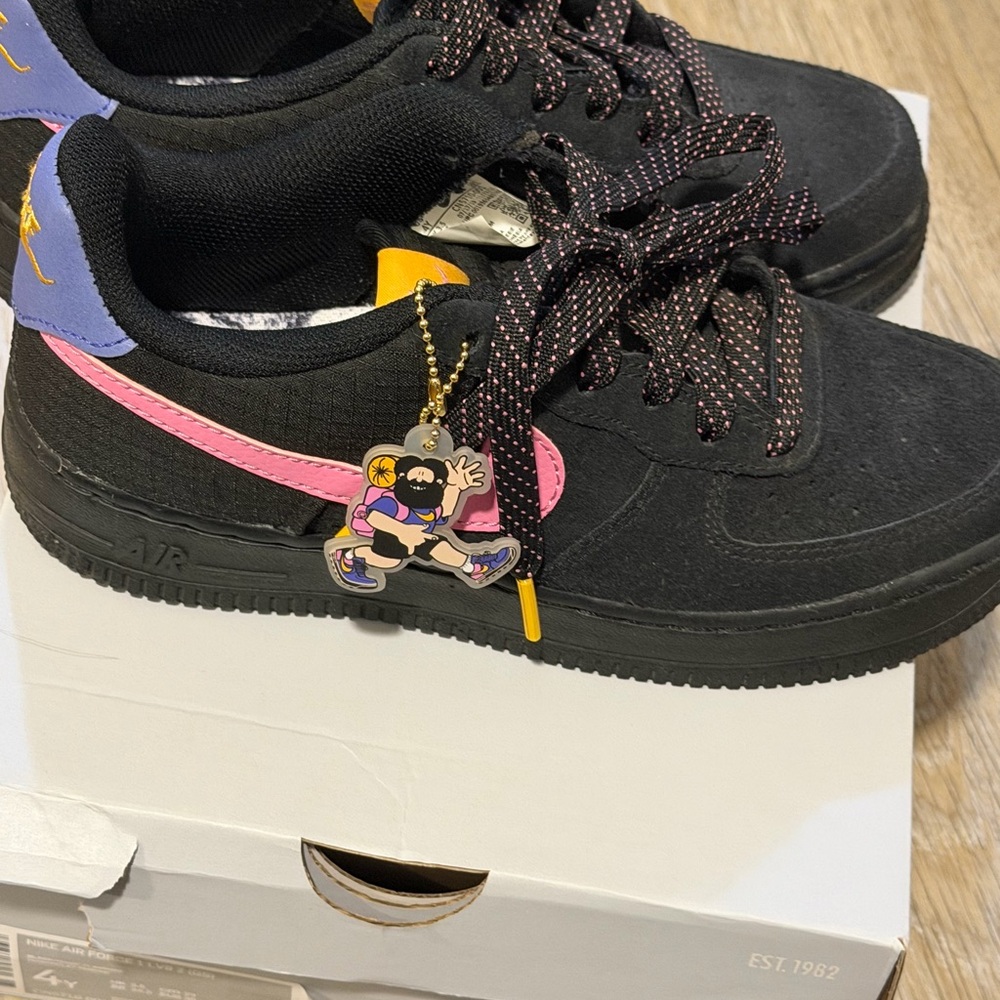 Nike Air Force 1 Black with Magic Flamingo and Violet Accents